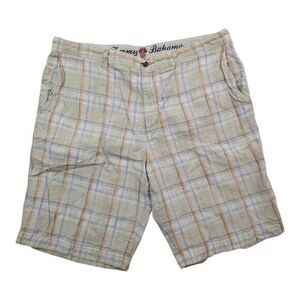 Tommy Bahama Silk Linen Plaid‎ Hawaiian Beach Shorts Mens 40